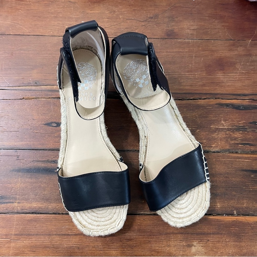 Vince Camuto Black and Cream Wedge Sandals - Picture 3 of 5